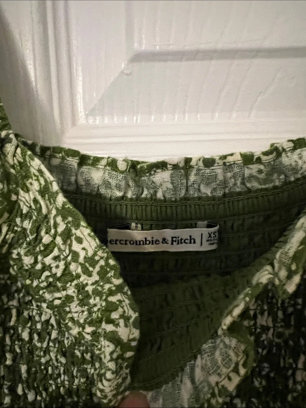 Abercrombie & Fitch Olive Green Floral Puff-Sleeve Maxi Dress